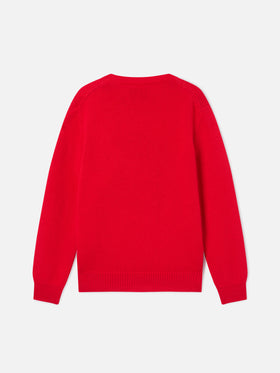 Roter Princess Rundhalspullover mit Snoopy-Patch | Special edition 