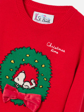 Roter Princess Rundhalspullover mit Snoopy-Patch | Special edition 