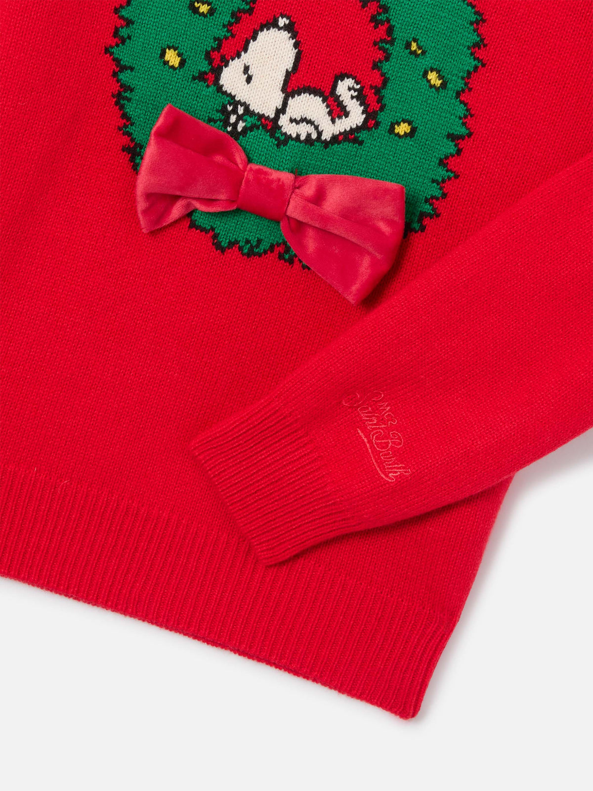 Roter Princess Rundhalspullover mit Snoopy-Patch | Special edition 