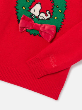 Roter Princess Rundhalspullover mit Snoopy-Patch | Special edition 