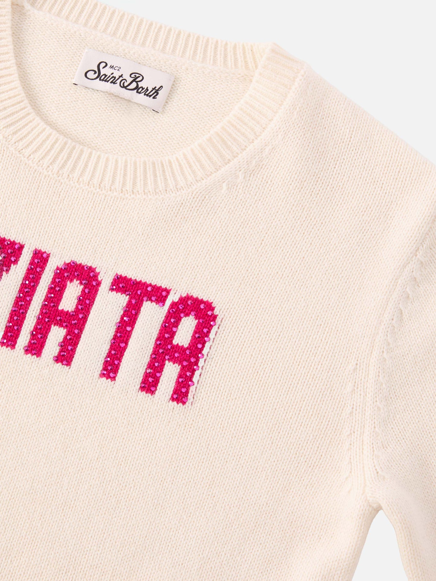 Princess cashmere-blend sweater with Viziata rhinestone appliqué