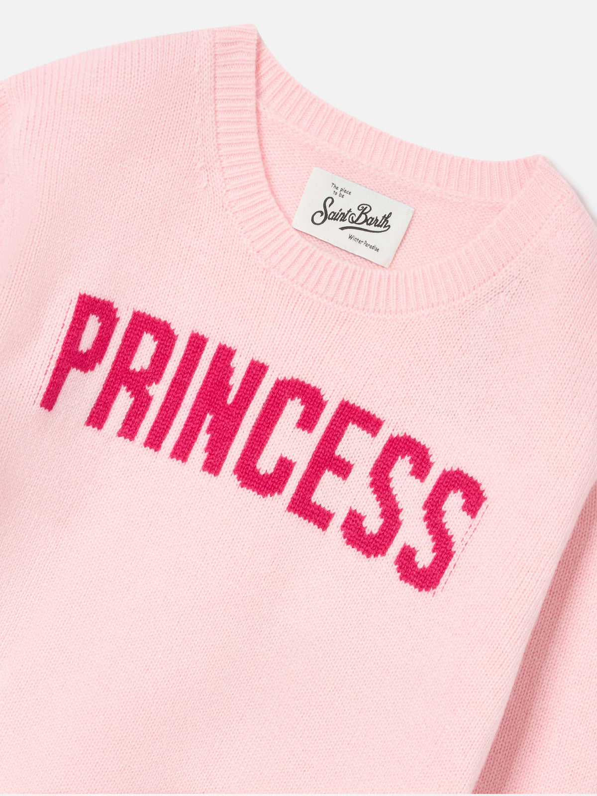 Pull col rond en maille Pink Princess avec intarsia Princess 