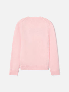 Pull col rond en maille Pink Princess avec intarsia Princess 