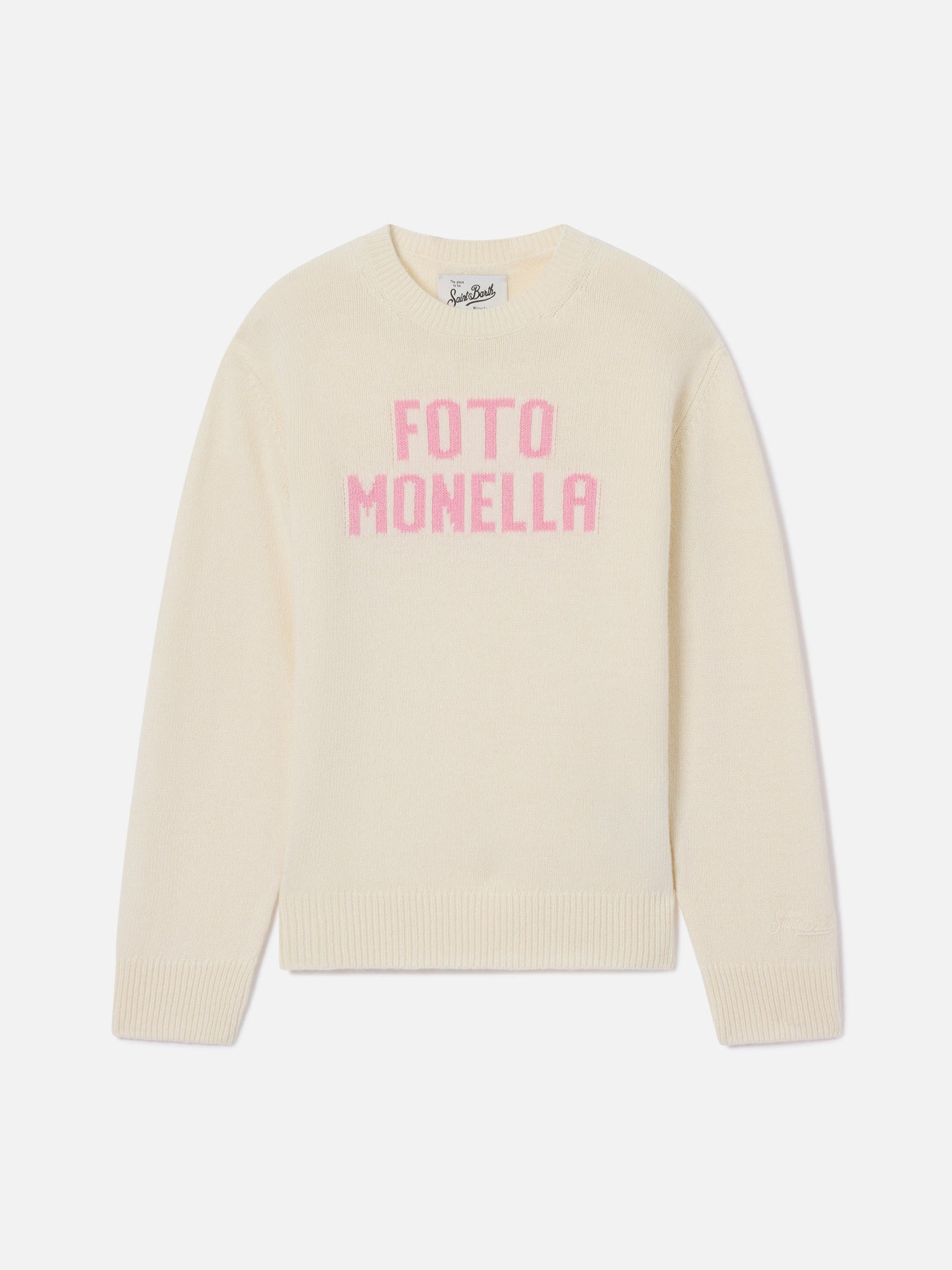 Princess crewneck knitwear in grey with Foto Monella lettering