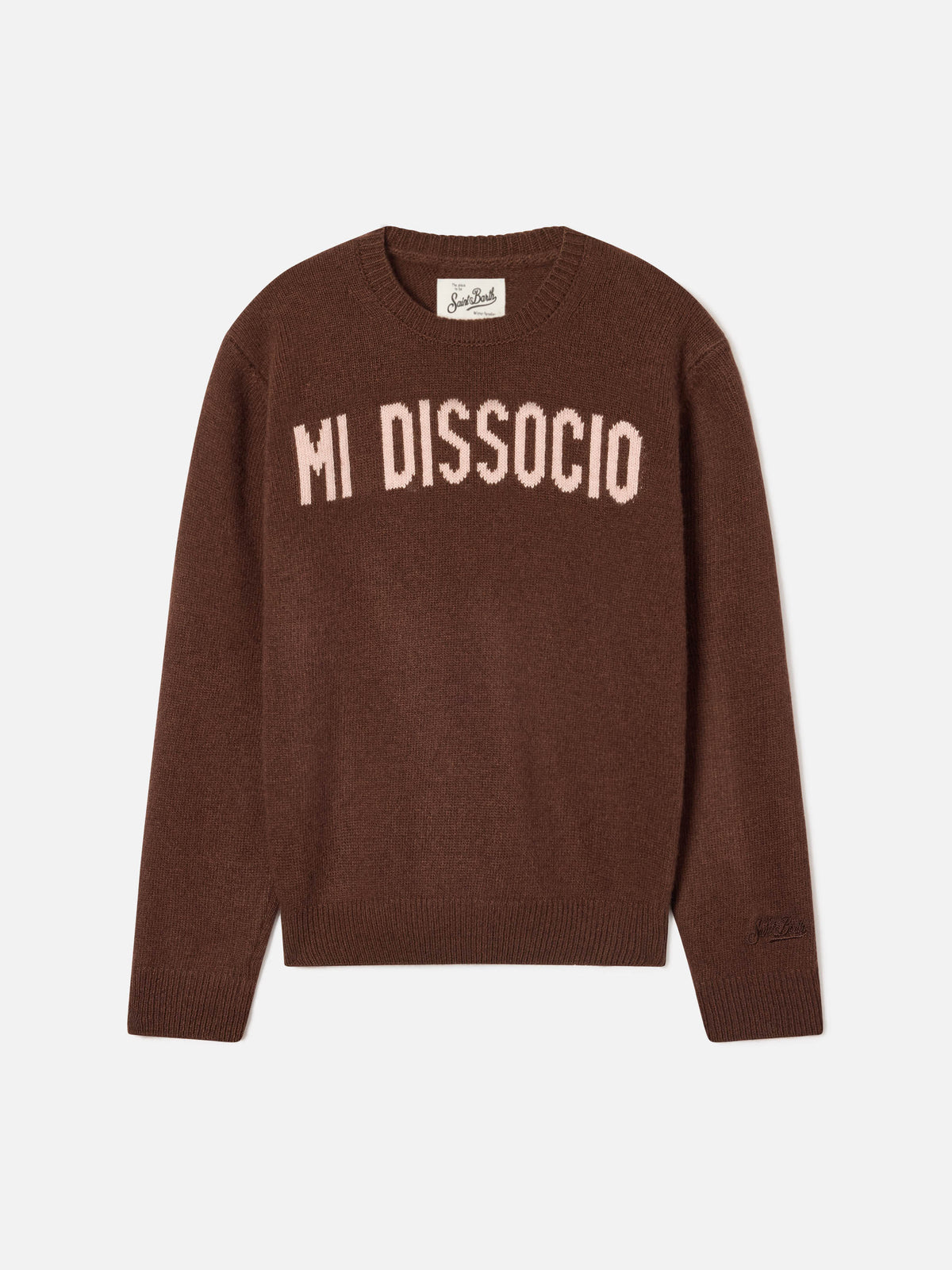 Maglia girocollo Princess marrone con intarsio Mi Dissocio