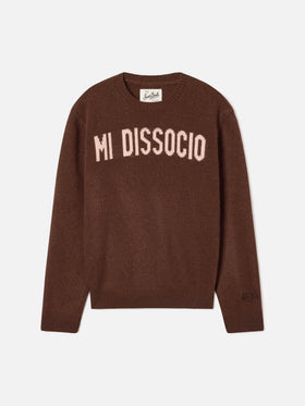 Maglia girocollo Princess marrone con intarsio Mi Dissocio