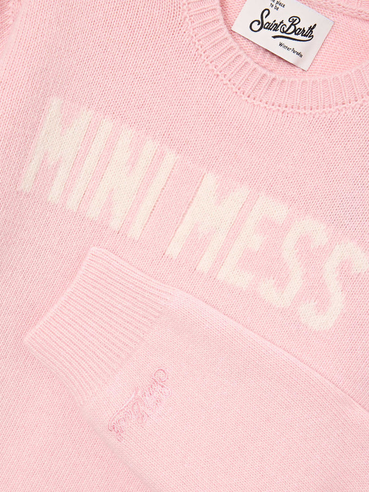 Pull col rond Pink Princess en maille avec intarsia Mini Mess 