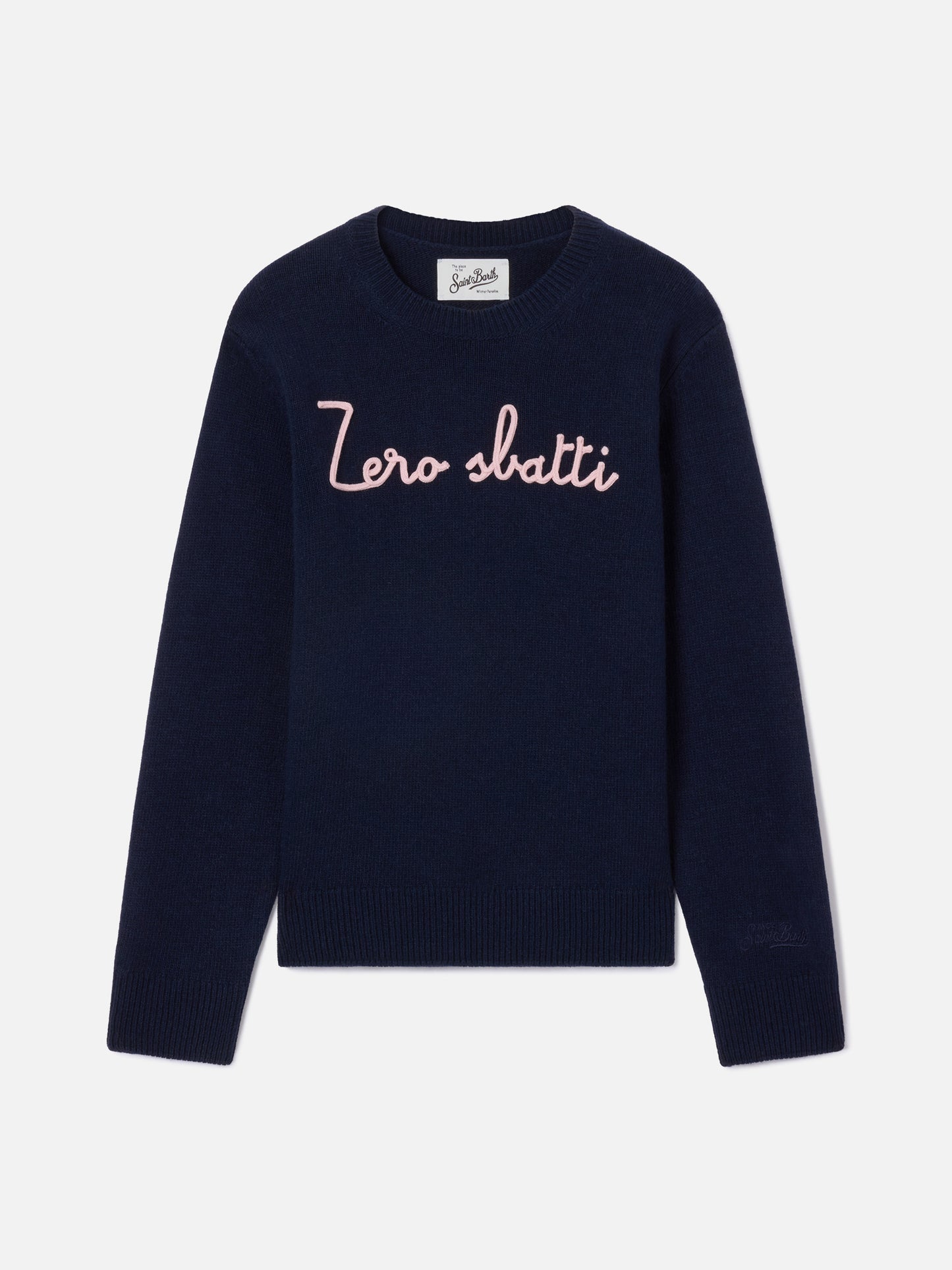 Maglione Princess girocollo blu navy con ricamo Zero Sbatti