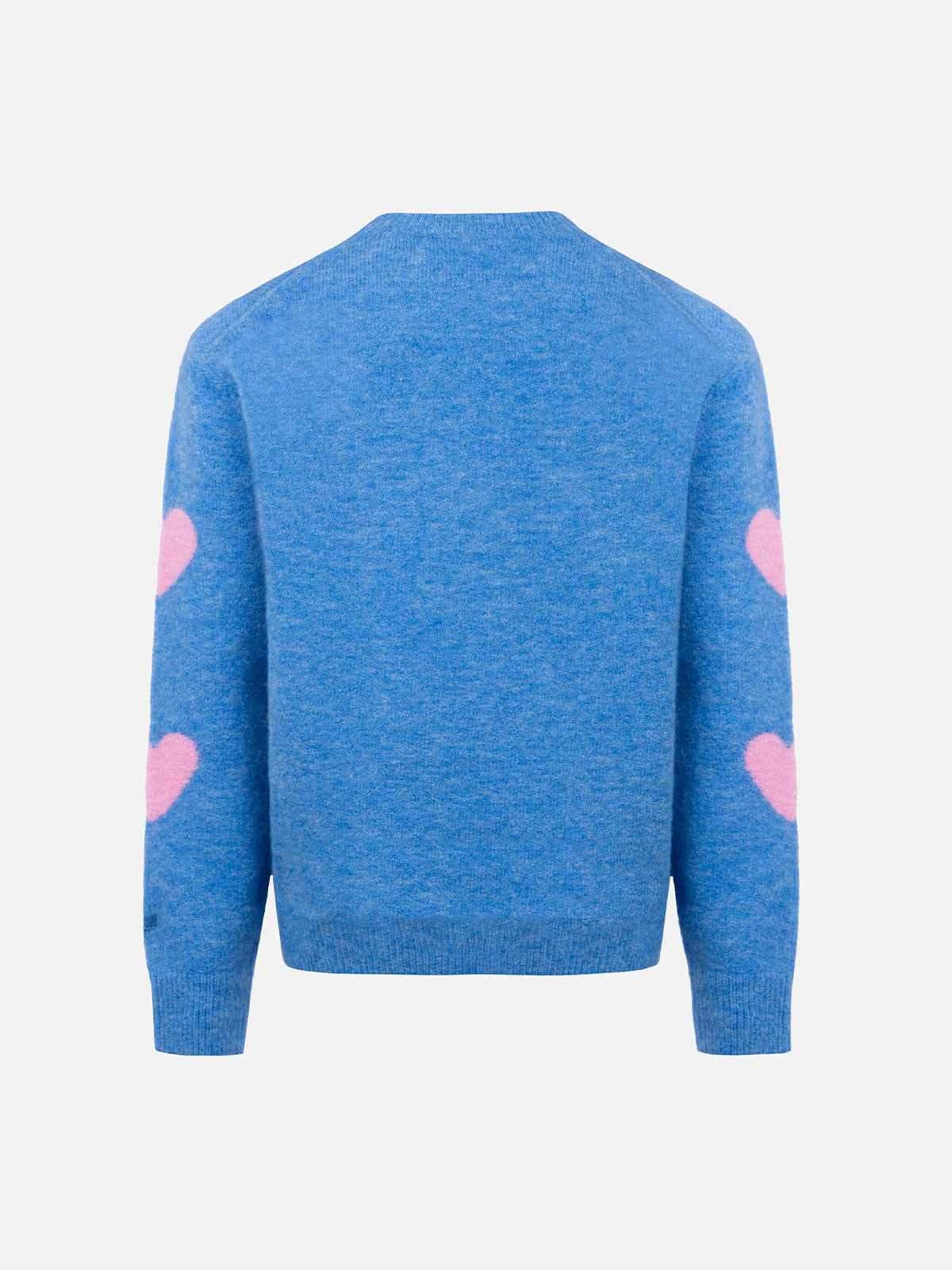 Girl light blue crewneck sweater Princess with Kisssene frega embroidery
