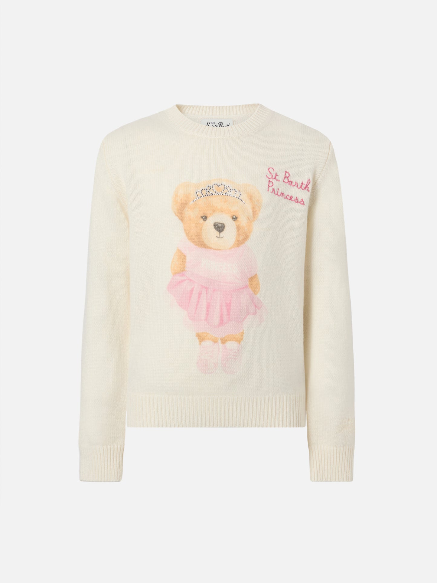 Sweater Princess aus Kaschmirmischung mit Teddybärmuster und Stickereien