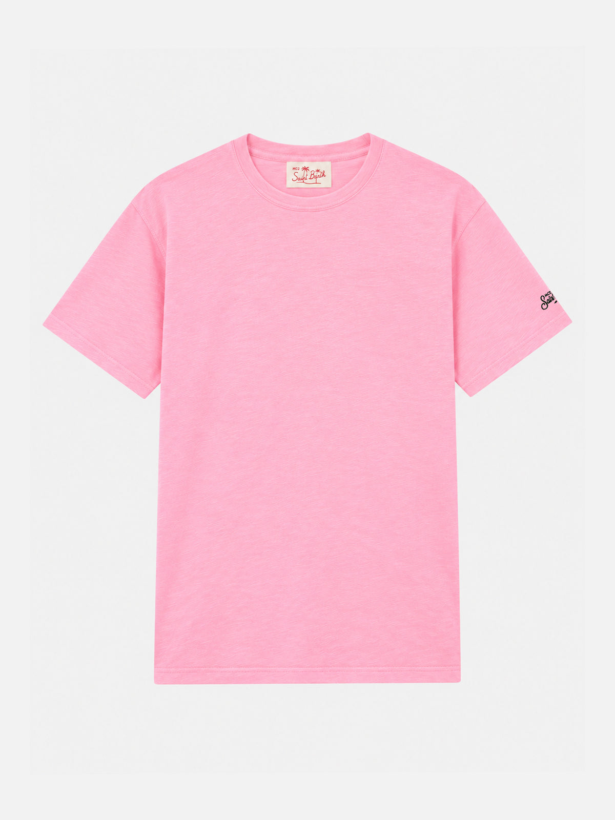 Camiseta President de algodón flameado en color liso rosa chicle 