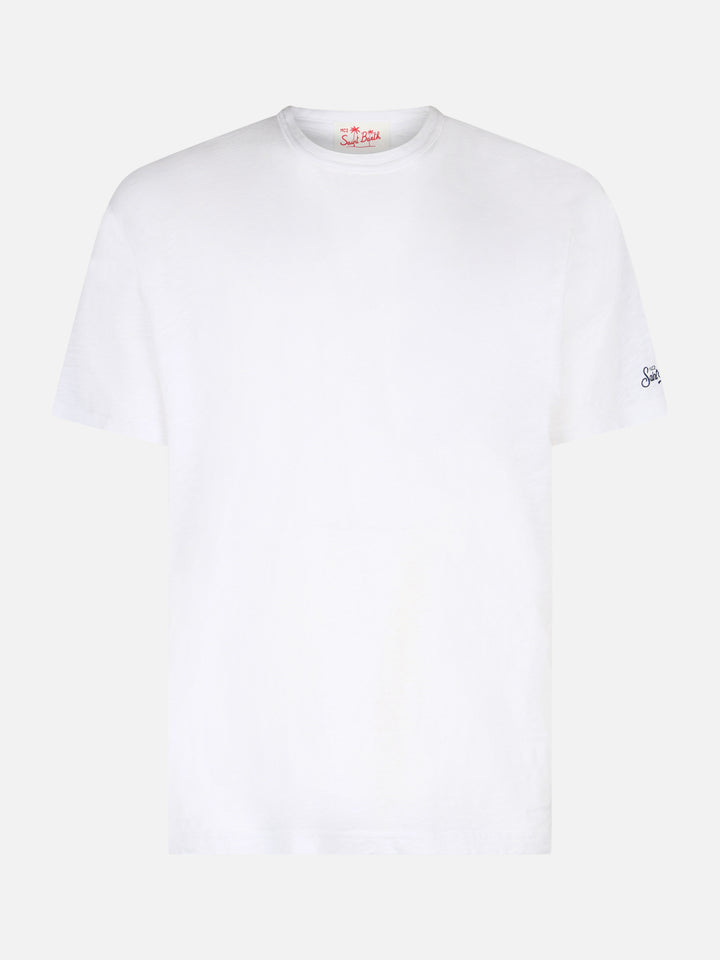 President flamed cotton t-shirt in white solid color