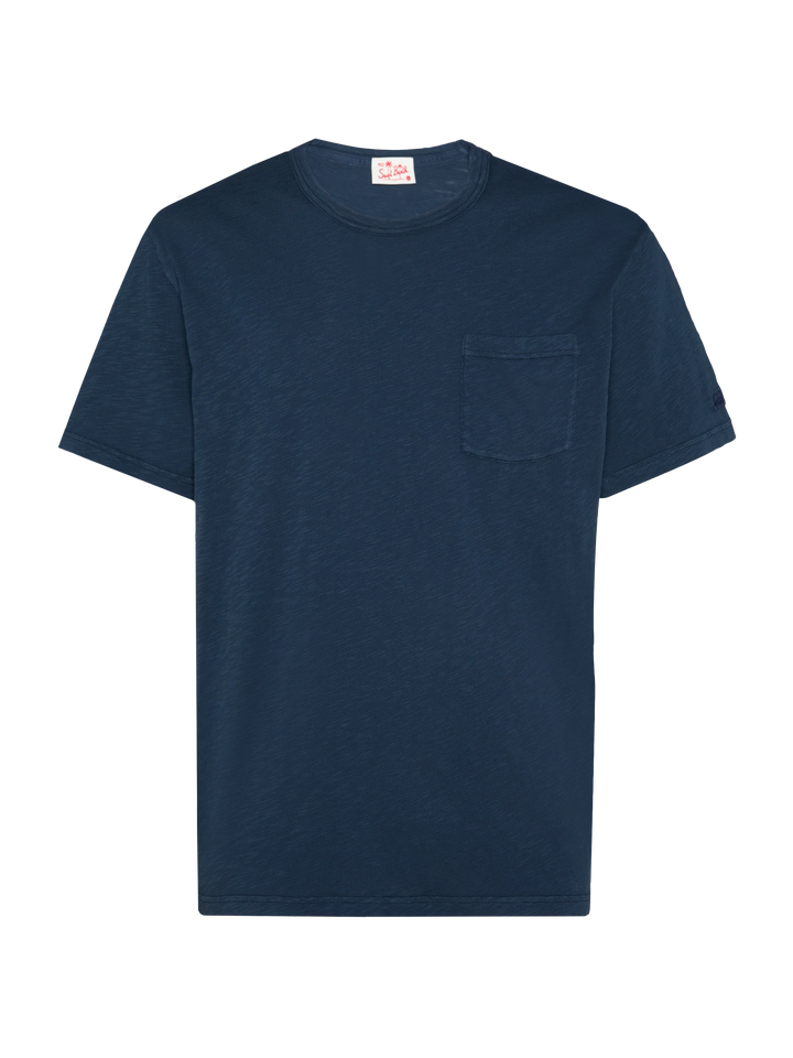 T-shirt President in cotone fiammato blu navy tinta unita