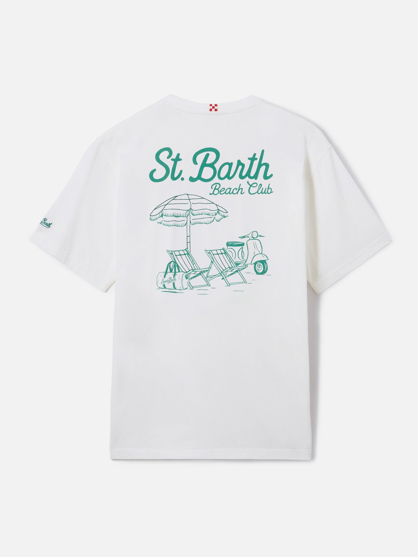 White Portland t-shirt with St. Barth Beach Club embroidery