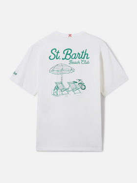 Weißes Portland T-Shirt mit St. Barth Beach Club-Stickerei 