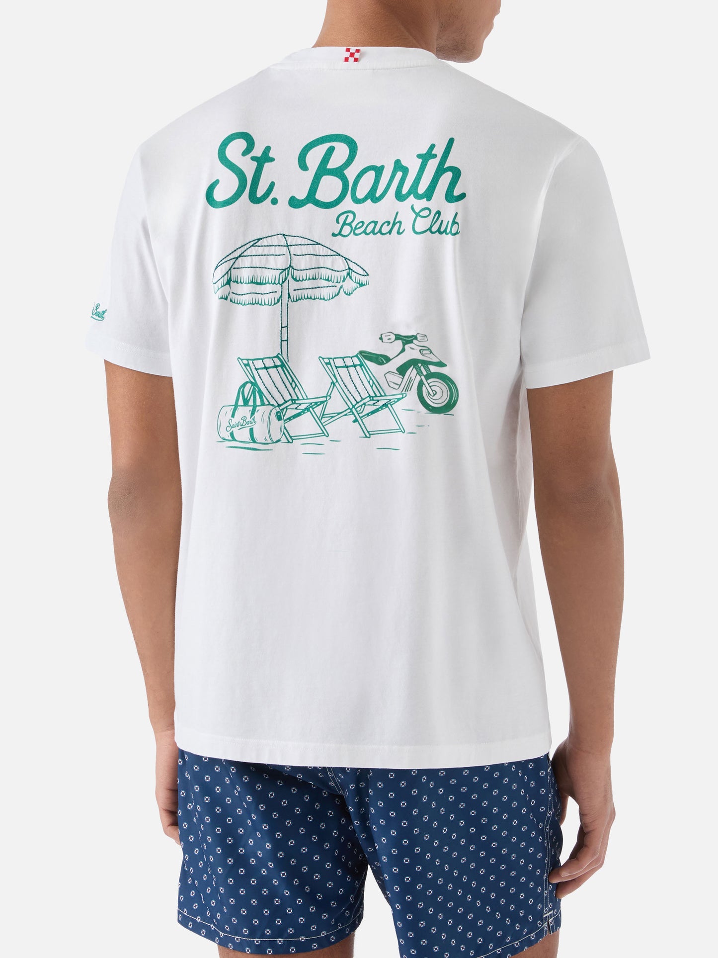 Weißes Portland T-Shirt mit St. Barth Beach Club-Stickerei 