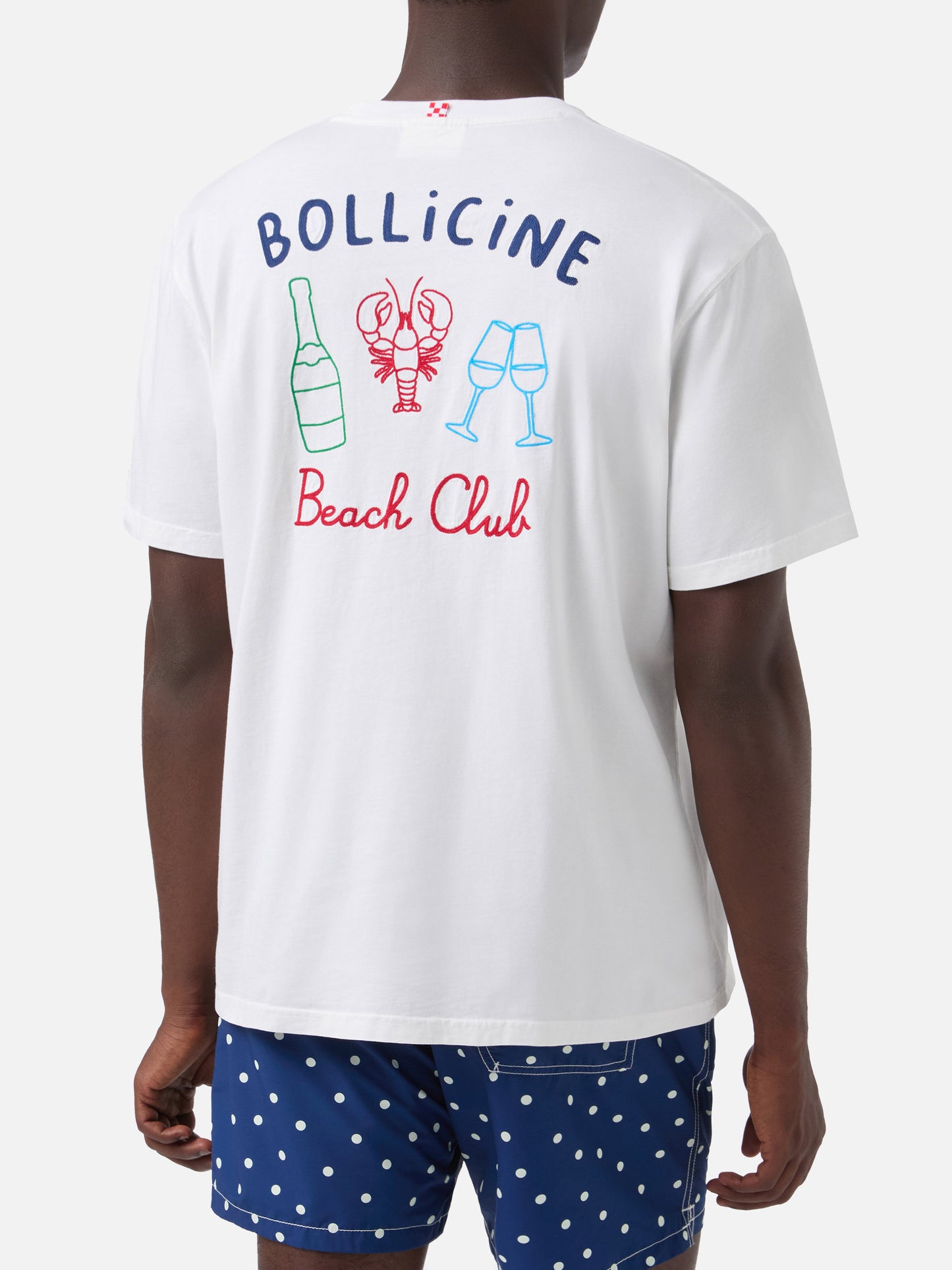 T-shirt Portland blanc avec broderie Bollicine Beach Club 
