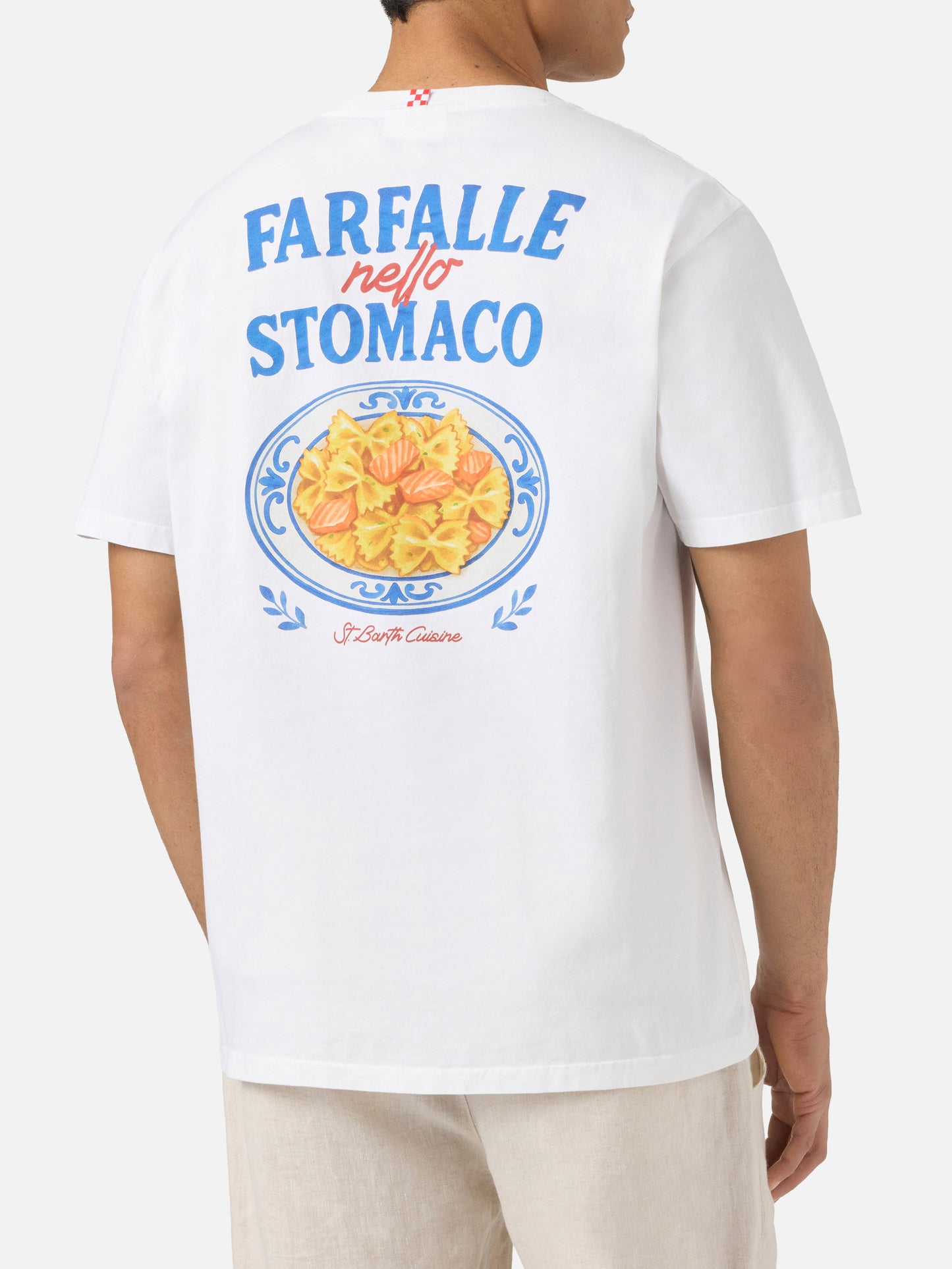 T-shirt Portland blanc avec imprimé Farfalle Nello Stomaco 