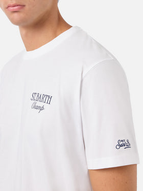 Weißes Portland T-Shirt mit Après Tennis Champion-Illustration 