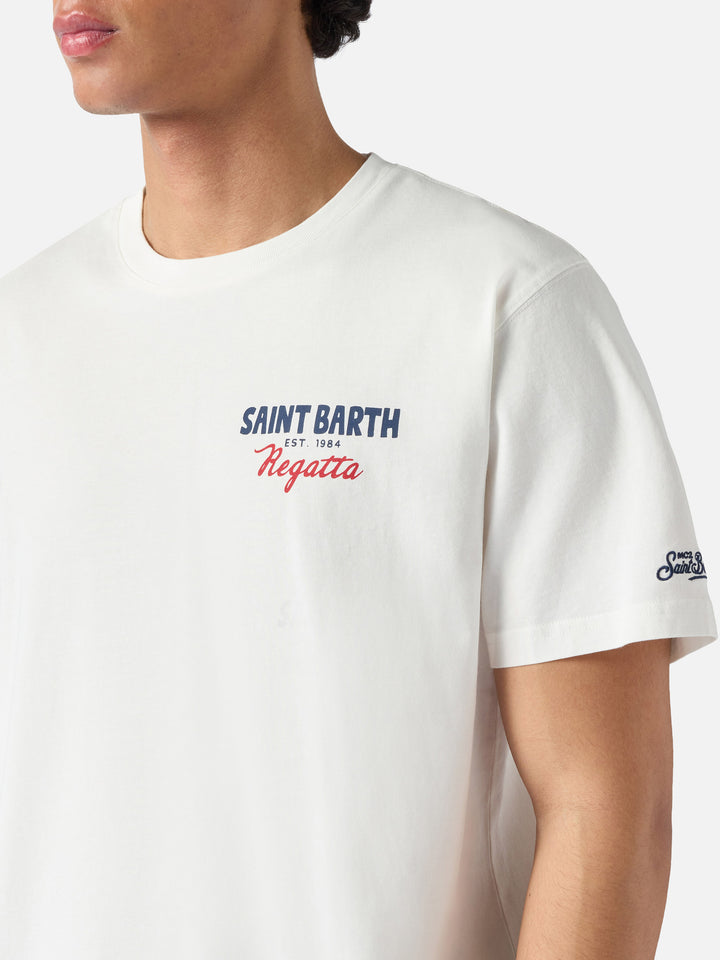 Cream Portland t-shirt with St. Barth Regatta print