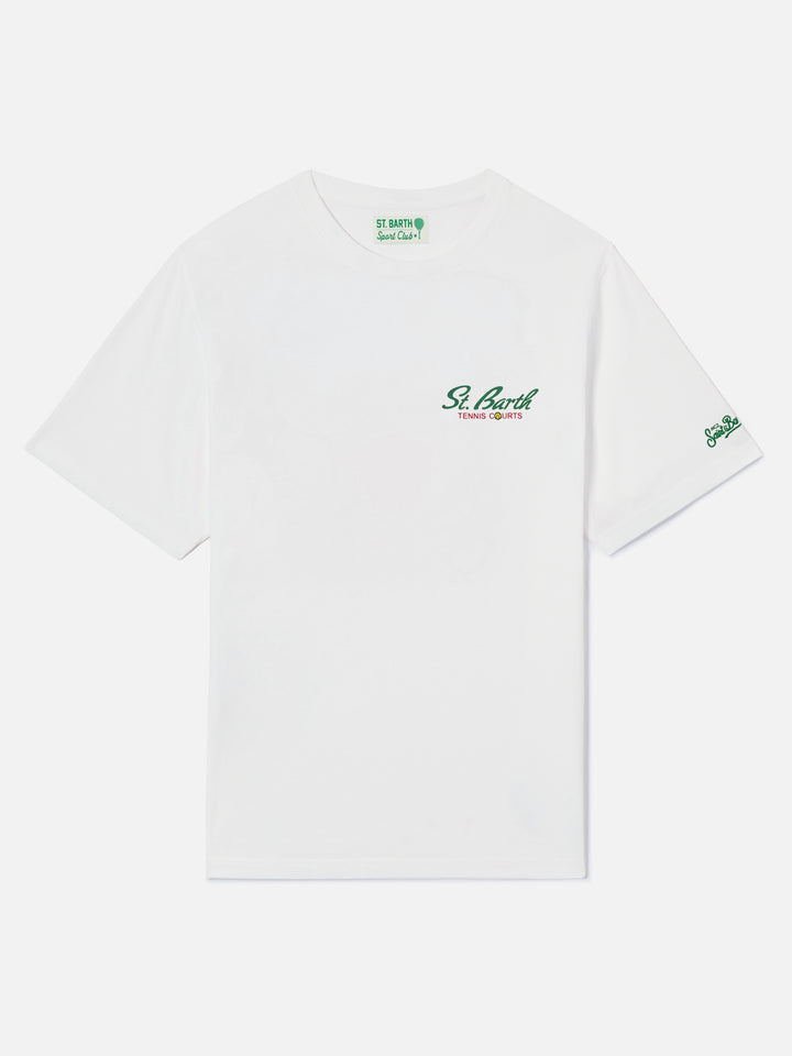 White Portland t-shirt with Snoopy Tennis Court illustration | Special Edition