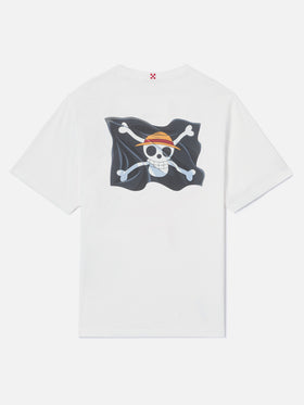 White Portland t-shirt with One Piece Luffy embroidery | Special Edition
