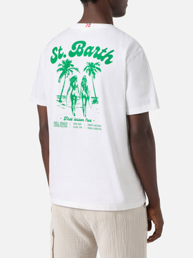 White Portland t-shirt with Surf Lessons Free print