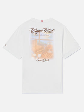 White Portland t-shirt with Cigar Club print