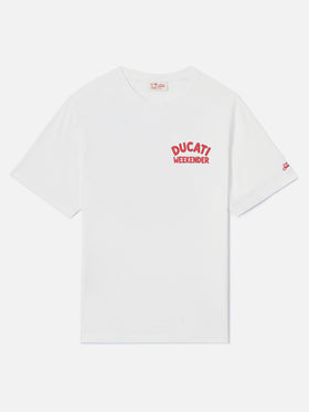 White Portland t-shirt with Ducati Weekender print | Special Edition