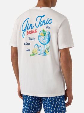 White Portland t-shirt with Gin Tonic Drink illustration