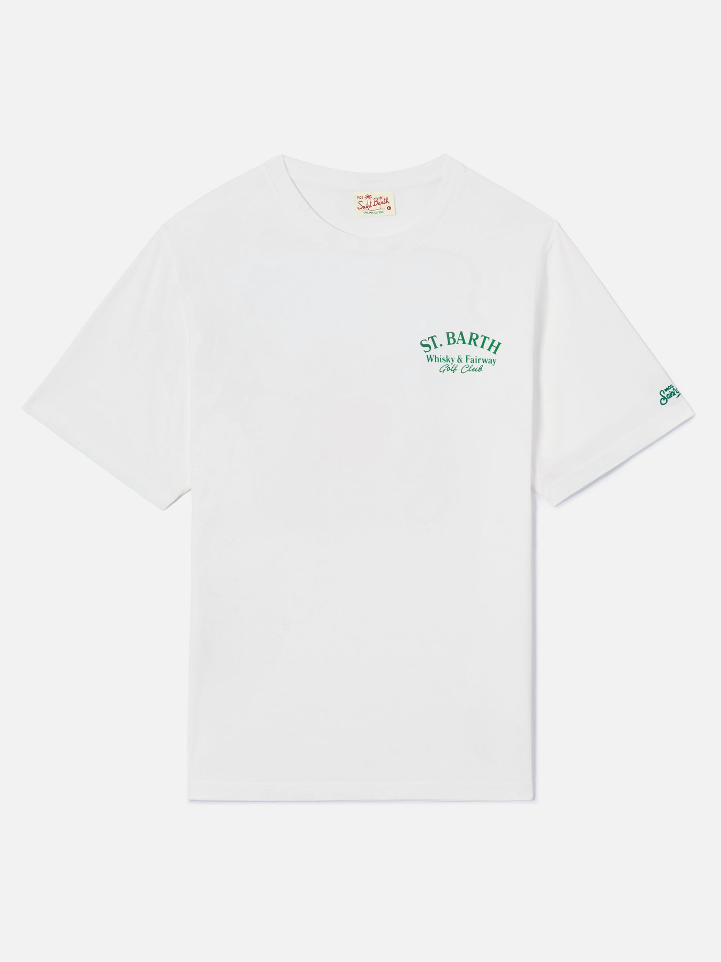 Camiseta Portland blanca con ilustración Whisky & Fairway Golf Club 