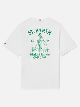Camiseta Portland blanca con ilustración Whisky & Fairway Golf Club 