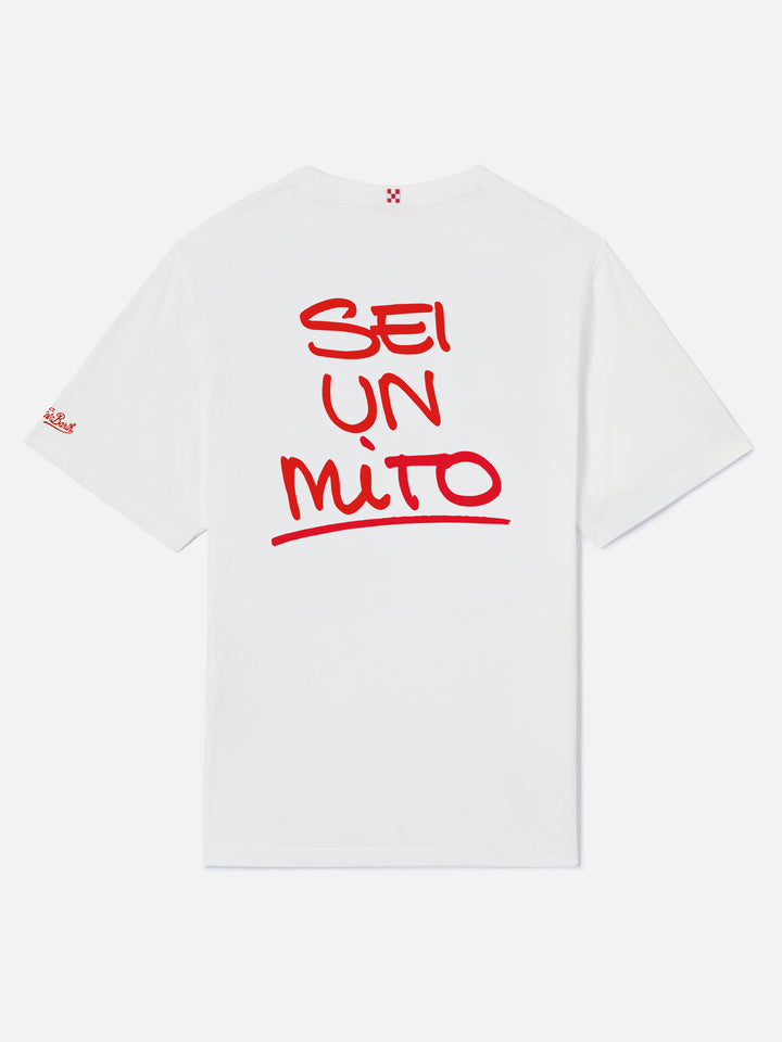 White portland t-shirt with Sei un mito graphic | 883 SPECIAL EDITION