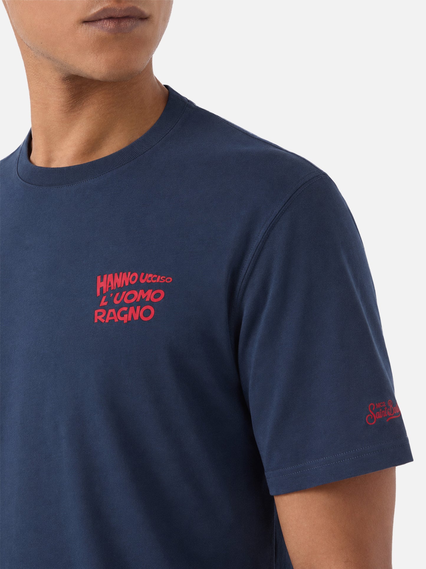 Blue Portland-T-Shirt mit Hanno ucciso l’uomo ragno-Grafik | Special Edition 