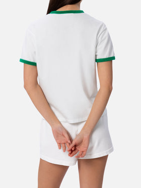 Cotton jersey crewneck t-shirt Priscilla with terry piping | AUSTRALIAN BRAND SPECIAL EDITION - MC2 Saint Barth
