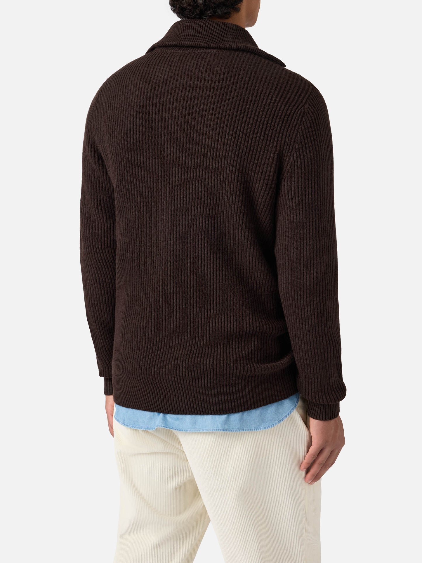 Preston pure-wool full-zip cardigan in dark brown