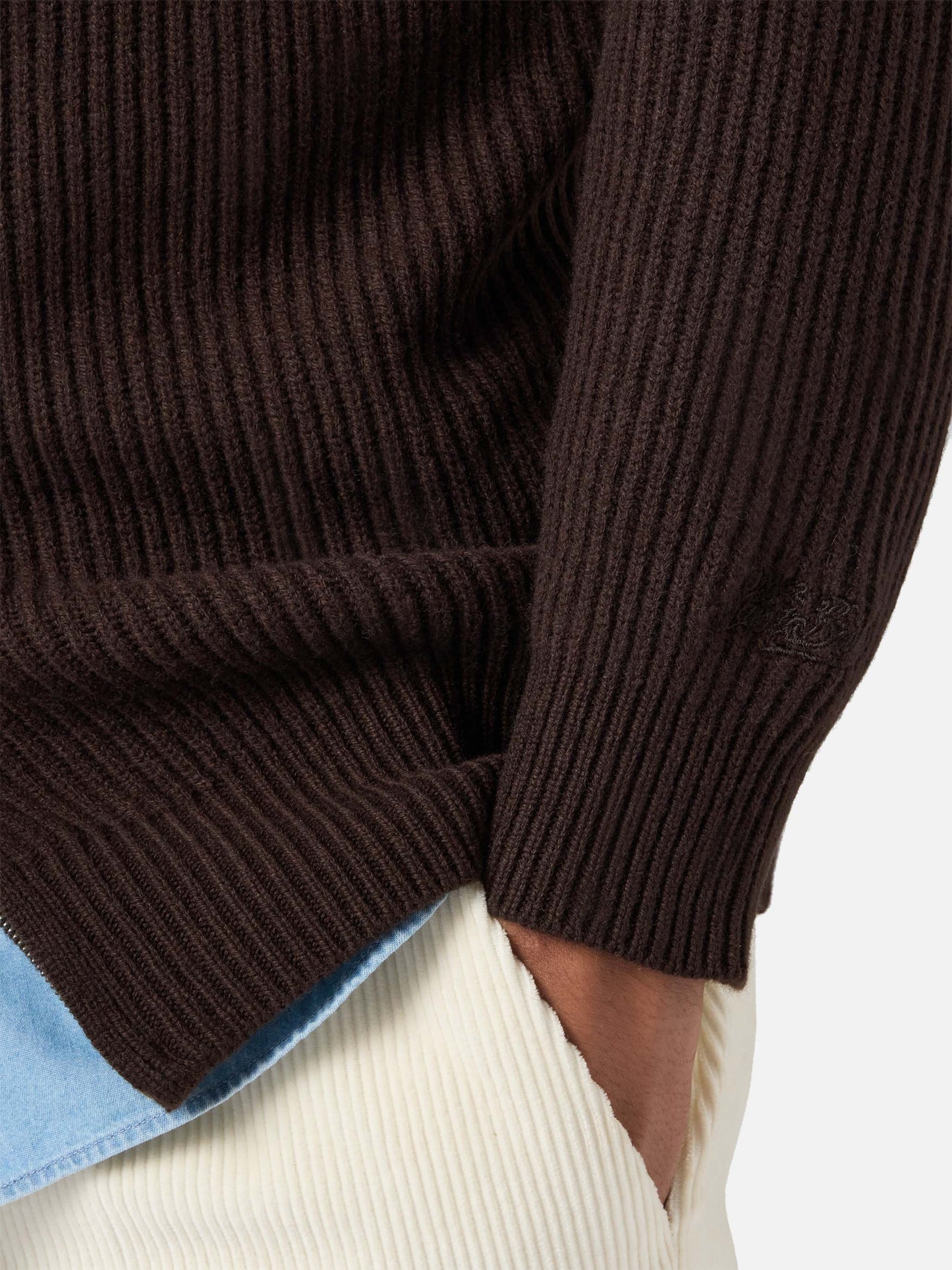 Preston pure-wool full-zip cardigan in dark brown