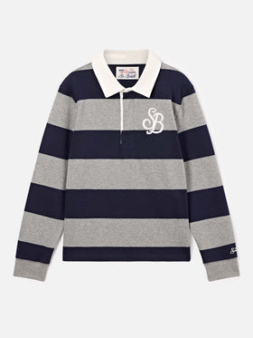 Striped Quarterback cotton rugby polo with back Mickey Mouse print | Special edition