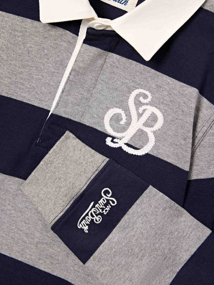 Polo de rugby en coton Quarterback rayé avec imprimé Mickey Mouse au dos | Special edition 