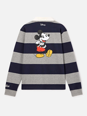 Striped Quarterback cotton rugby polo with back Mickey Mouse print | Special edition