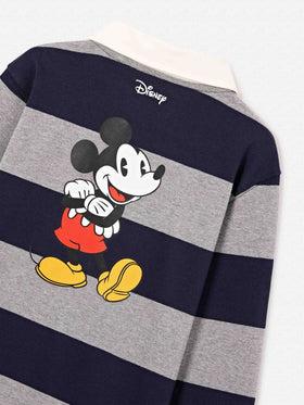 Striped Quarterback cotton rugby polo with back Mickey Mouse print | Special edition