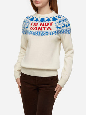White sweater New Queen with I'm not Santa jacquard - MC2 Saint Barth