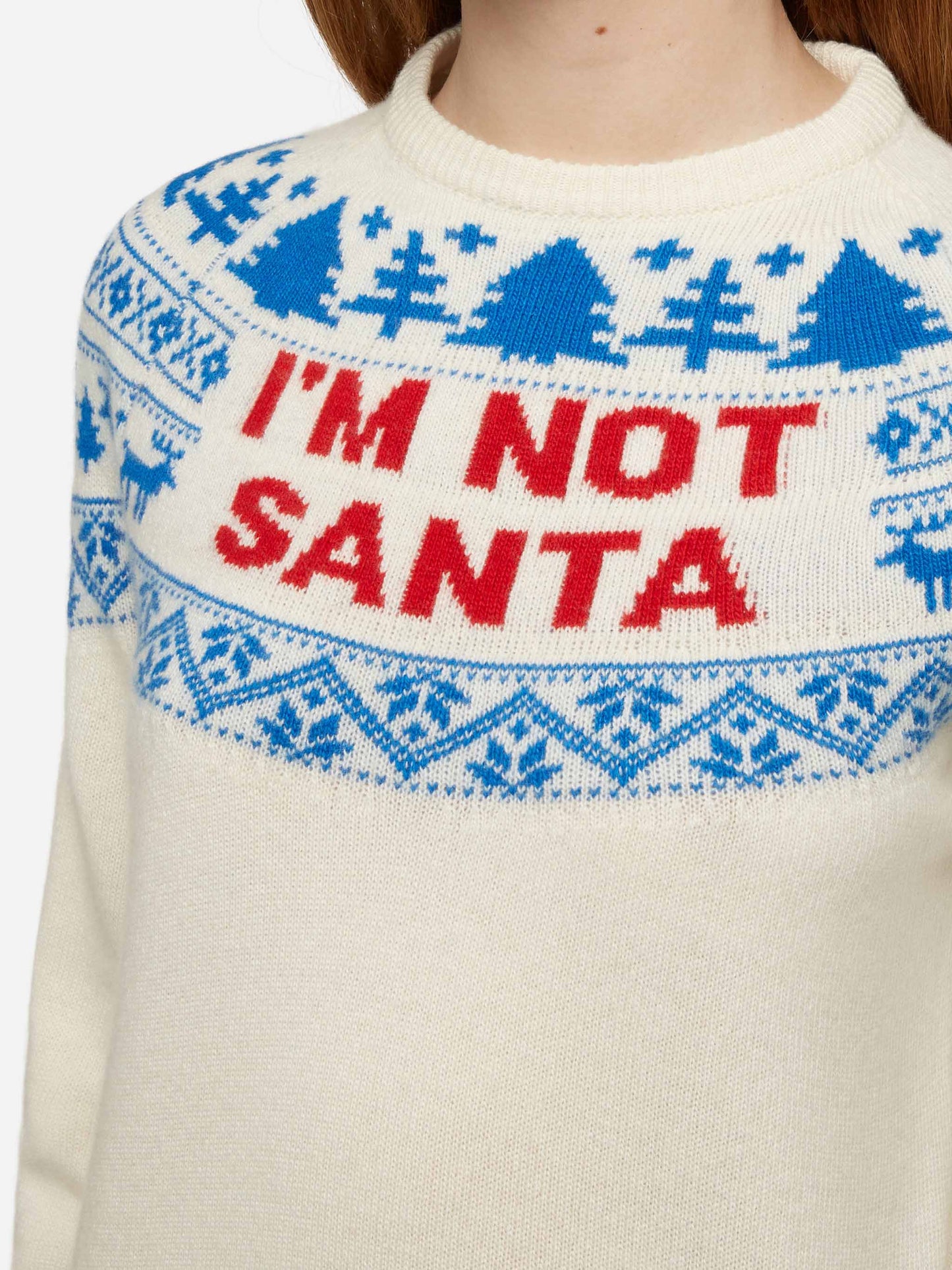 White sweater New Queen with I'm not Santa jacquard - MC2 Saint Barth