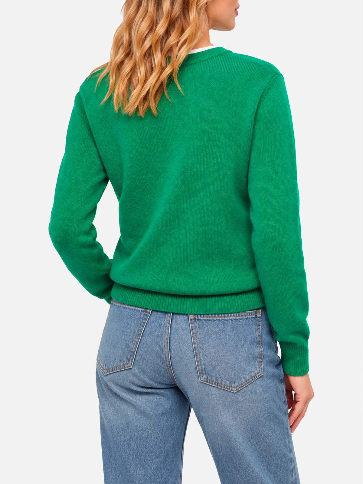 Nouveau pull brossé vert Queen avec broderie Love or not 