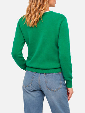 Nouveau pull brossé vert Queen avec broderie Love or not 