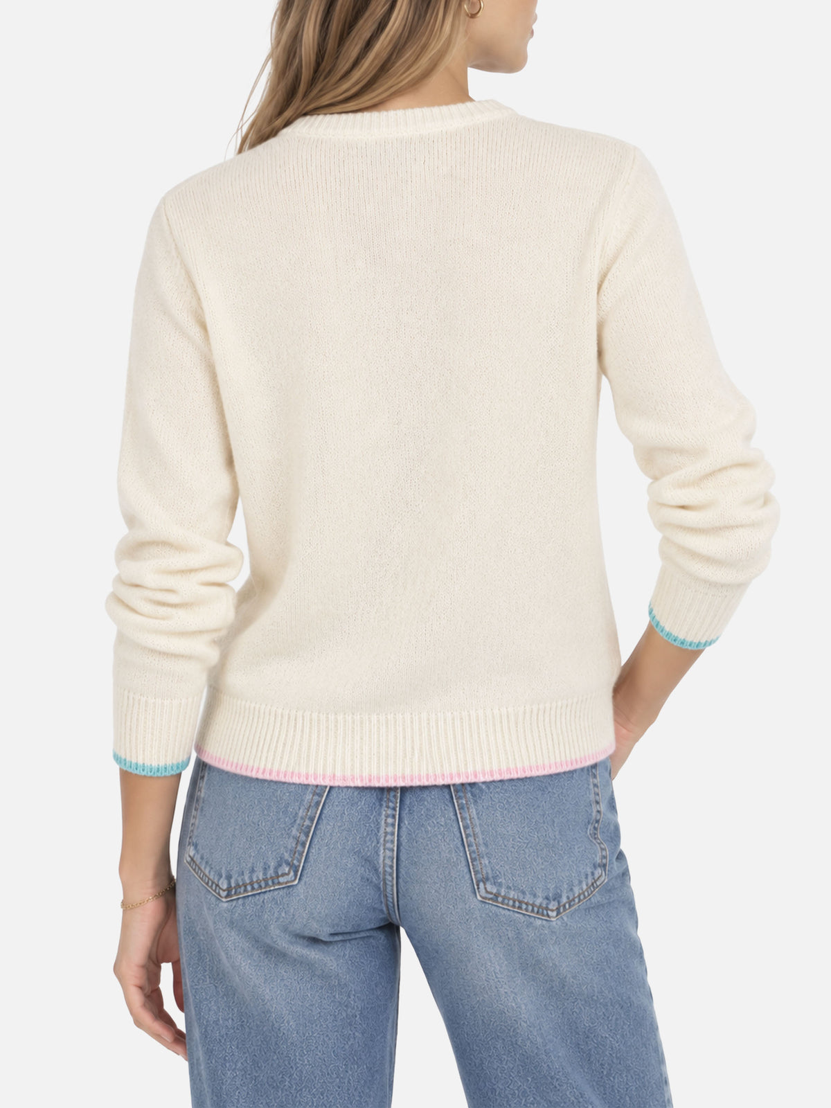 Gebürstetes Rundhals-Sweatshirt mit Saint Barth Fransenstickerei 