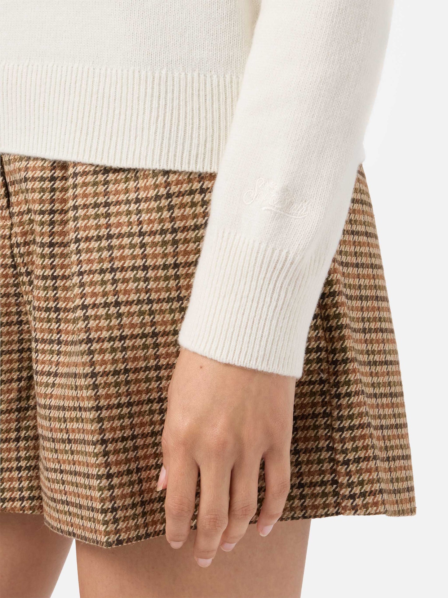 Maglione New Queen in misto cashmere bianco con jacquard Vacanze di Natale | VACANZE DI NATALE SPECIAL EDITION