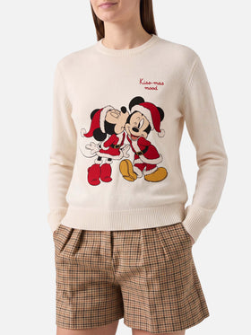 Girocollo New Queen bianco con jacquard Minnie e Mickey | SPECIAL EDITION DISNEY
