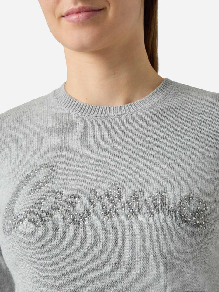 New Queen crewneck with Courma rhinestone embellishment