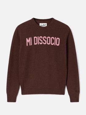 Pull col rond en maille Brown New Queen avec broderie Mi Dissocio 